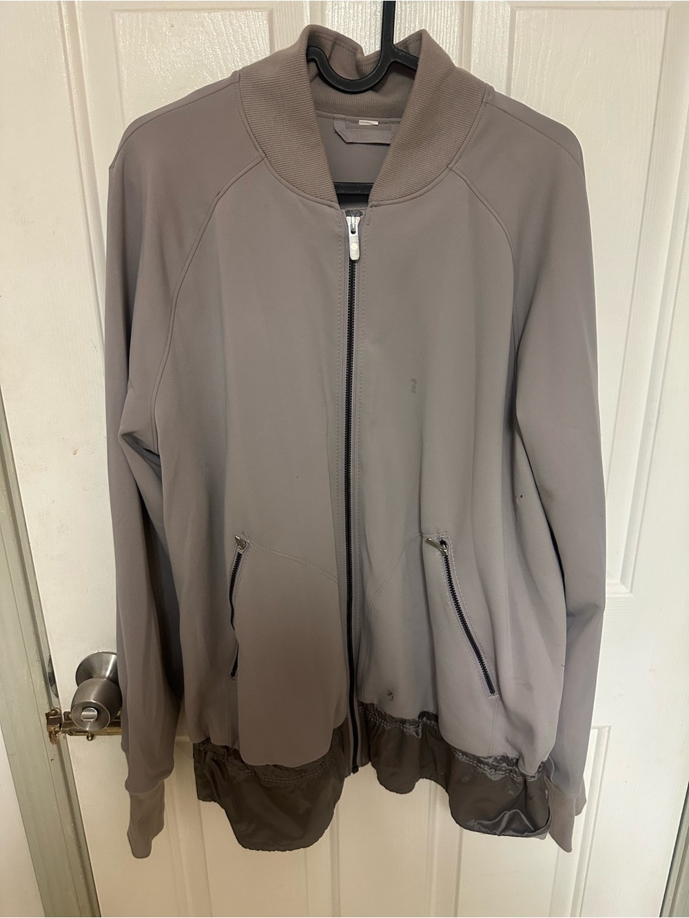 lululemon athletica Women's Gray Bomber Jacket with ruffles